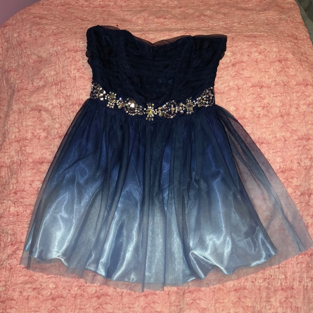 Strapless Ombre Blue Mini Dress